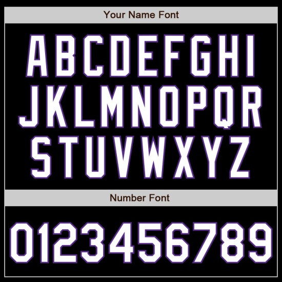 Maglia da baseball Forme Nero Personalizzata Autentica Colori 3 Bianco-Viola Maglia da baseball Forme Nero Personalizzata Autentica Colori 3 Bianco-Viola