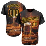 Maglia da baseball Day Design Nero Giallo Autentico Birra Internazionale Modello Personalizzato 3D
