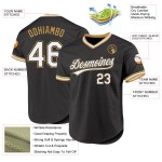 Maglia da baseball personalizzata nera, bianca e oro antico, autentica Maglia da baseball personalizzata nera, bianca e oro antico, autentica