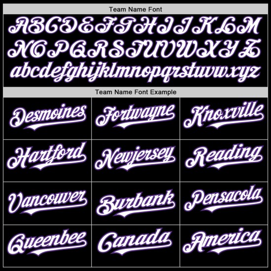 Maglia da baseball Forme Nero Personalizzata Autentica Colori 3 Bianco-Viola Maglia da baseball Forme Nero Personalizzata Autentica Colori 3 Bianco-Viola