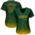 Maglia da baseball Oakland City, personalizzata in 3D, autentica, con effetto sfumato oro verde, edizione moda