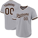 Maglia da baseball grigia autentica marrone-bianca personalizzata Maglia da baseball grigia autentica marrone-bianca personalizzata
