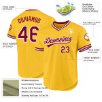 Maglia da baseball personalizzata autentica color oro, modello rétro marrone-bianco Maglia da baseball personalizzata autentica color oro, modello rétro marrone-bianco