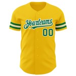 Maglia da baseball autentica personalizzata gialla Kelly Green-White Maglia da baseball autentica personalizzata gialla Kelly Green-White