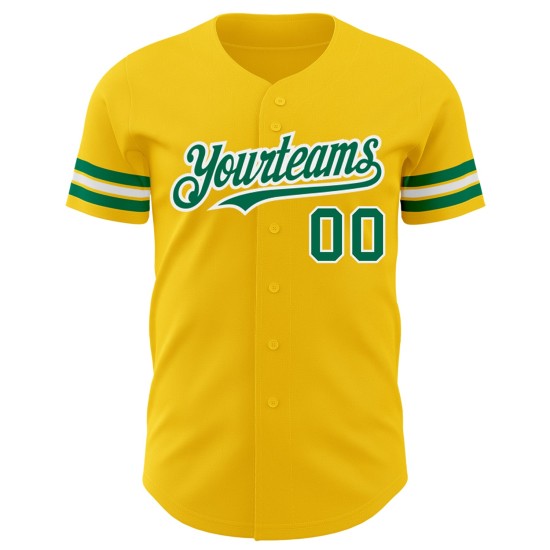 Maglia da baseball autentica personalizzata gialla Kelly Green-White Maglia da baseball autentica personalizzata gialla Kelly Green-White