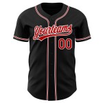 Maglia da baseball personalizzata autentica nera, rossa e bianca Maglia da baseball personalizzata autentica nera, rossa e bianca
