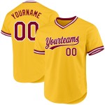 Maglia da baseball personalizzata autentica color oro, modello rétro marrone-bianco Maglia da baseball personalizzata autentica color oro, modello rétro marrone-bianco