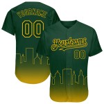 Maglia da baseball Oakland City, personalizzata in 3D, autentica, con effetto sfumato oro verde, edizione moda