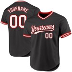 Maglia da baseball autentica retrò bianca e rossa personalizzata, nera Maglia da baseball autentica retrò bianca e rossa personalizzata, nera