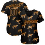 Maglia da baseball 3D con motivo personalizzato Bay Orange Black Tiger Design autentico Maglia da baseball 3D con motivo personalizzato Bay Orange Black Tiger Design autentico