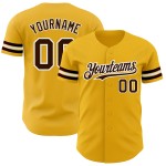 Maglia da baseball personalizzata, autentica, marrone-bianca, in oro Maglia da baseball personalizzata, autentica, marrone-bianca, in oro