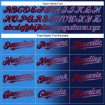 Maglia da baseball personalizzata autentica alla moda, blu navy sfumato blu-rosso elettrico Maglia da baseball personalizzata autentica alla moda, blu navy sfumato blu-rosso elettrico