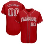 Maglia da baseball autentica personalizzata alla moda rossa, grigia e bianca, modello Drift Maglia da baseball autentica personalizzata alla moda rossa, grigia e bianca, modello Drift