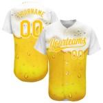 Maglia da baseball gialla e bianca con design personalizzato e autentico motivo 3D di Beer Baseball