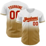 Maglia da baseball a righe autentica personalizzata, sfumata, oro bianco, rosso antico Maglia da baseball a righe autentica personalizzata, sfumata, oro bianco, rosso antico