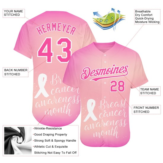 Maglia personalizzata 3D con nastro rosa autentico per la consapevolezza delle donne, per la cura del baseball, la salute del seno, il supporto rosa e bianco per il mese del cancro. Maglia personalizzata 3D con nastro rosa autentico per la consapevolezza delle donne, per la cura del baseball, la salute del seno, il supporto rosa e bianco per il mese del cancro.