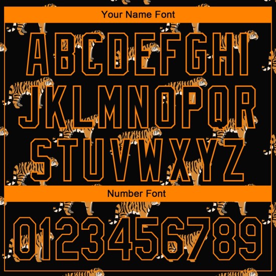 Maglia da baseball 3D con motivo personalizzato Bay Orange Black Tiger Design autentico Maglia da baseball 3D con motivo personalizzato Bay Orange Black Tiger Design autentico