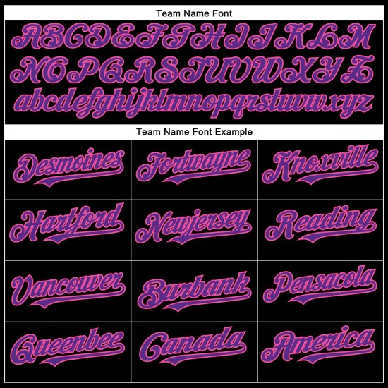 Maglia da baseball personalizzata nera viola-rosa autentica Maglia da baseball personalizzata nera viola-rosa autentica