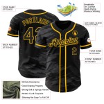Maglia da baseball Splash Gray Ink Authentic Gold Custom Steel nera Maglia da baseball Splash Gray Ink Authentic Gold Custom Steel nera