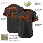 Maglia personalizzata arancione autentica retrò da baseball nera Maglia personalizzata arancione autentica retrò da baseball nera