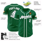 Maglia da baseball personalizzata autentica bianca e grigia Green Kelly Maglia da baseball personalizzata autentica bianca e grigia Green Kelly