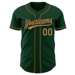 Maglia da baseball verde vintage autentica, personalizzata, colore oro-nero
