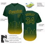 Maglia da baseball Oakland City, personalizzata in 3D, autentica, con effetto sfumato oro verde, edizione moda