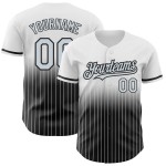 Maglia da baseball autentica, argento-nera, bianca, personalizzata, con righe sfumate Maglia da baseball autentica, argento-nera, bianca, personalizzata, con righe sfumate