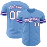 Maglia da baseball autentica bianca e viola, blu, personalizzata Maglia da baseball autentica bianca e viola, blu, personalizzata