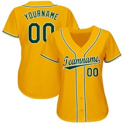 Maglia da baseball personalizzata oro verde-bianco