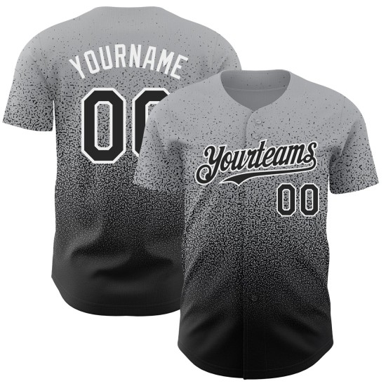 Maglia da baseball personalizzata Fade Authentic Gray Fashion nera e bianca Maglia da baseball personalizzata Fade Authentic Gray Fashion nera e bianca