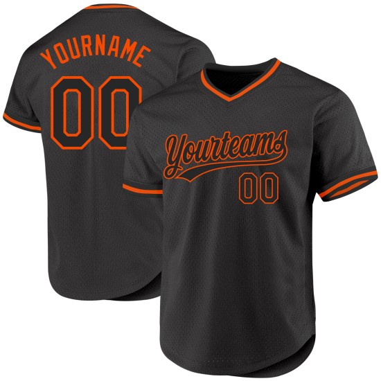 Maglia personalizzata arancione autentica retrò da baseball nera Maglia personalizzata arancione autentica retrò da baseball nera