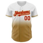 Maglia da baseball a righe autentica personalizzata, sfumata, oro bianco, rosso antico Maglia da baseball a righe autentica personalizzata, sfumata, oro bianco, rosso antico