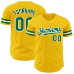 Maglia da baseball autentica personalizzata gialla Kelly Green-White Maglia da baseball autentica personalizzata gialla Kelly Green-White