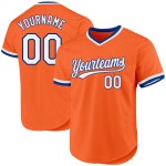Maglia da baseball arancione retrò personalizzata, bianca e blu autentica Maglia da baseball arancione retrò personalizzata, bianca e blu autentica