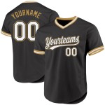Maglia da baseball personalizzata nera, bianca e oro antico, autentica Maglia da baseball personalizzata nera, bianca e oro antico, autentica