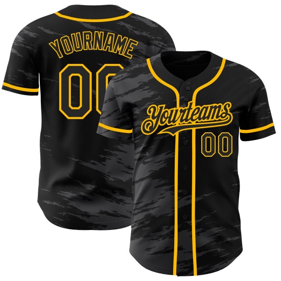 Maglia da baseball Splash Gray Ink Authentic Gold Custom Steel nera Maglia da baseball Splash Gray Ink Authentic Gold Custom Steel nera
