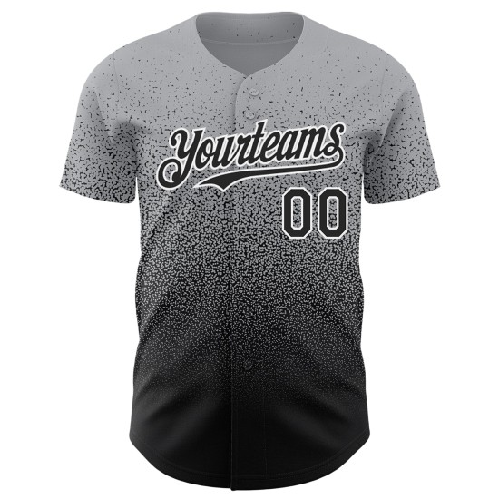 Maglia da baseball personalizzata Fade Authentic Gray Fashion nera e bianca Maglia da baseball personalizzata Fade Authentic Gray Fashion nera e bianca