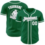 Maglia da baseball personalizzata autentica bianca e grigia Green Kelly Maglia da baseball personalizzata autentica bianca e grigia Green Kelly