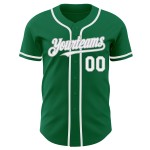 Maglia da baseball personalizzata autentica bianca e grigia Green Kelly Maglia da baseball personalizzata autentica bianca e grigia Green Kelly