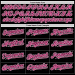 Maglia da baseball rosa-bianca personalizzata nera senza maniche, autentica Maglia da baseball rosa-bianca personalizzata nera senza maniche, autentica
