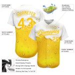 Maglia da baseball gialla e bianca con design personalizzato e autentico motivo 3D di Beer Baseball
