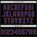 Maglia da baseball autentica personalizzata con 3 forme, colori nero, blu e arancione Maglia da baseball autentica personalizzata con 3 forme, colori nero, blu e arancione