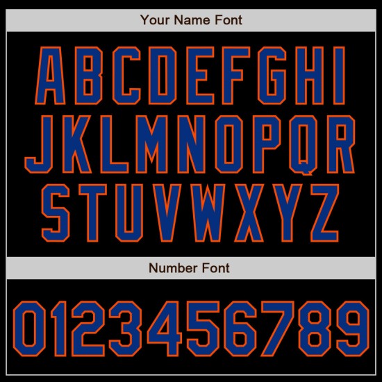 Maglia da baseball autentica personalizzata con 3 forme, colori nero, blu e arancione Maglia da baseball autentica personalizzata con 3 forme, colori nero, blu e arancione