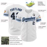 Maglia da baseball personalizzata autentica blu nera e bianca polvere Maglia da baseball personalizzata autentica blu nera e bianca polvere