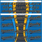 Maglia da baseball autentica blu navy e oro antico, design laterale personalizzato in 3D, motivo a strisce reali Maglia da baseball autentica blu navy e oro antico, design laterale personalizzato in 3D, motivo a strisce reali