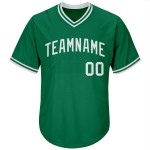 Maglia da baseball Kelly, autentica, personalizzata, in maglia a coste bianca, verde, retrò Maglia da baseball Kelly, autentica, personalizzata, in maglia a coste bianca, verde, retrò