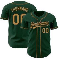 Maglia da baseball verde vintage autentica, personalizzata, colore oro-nero