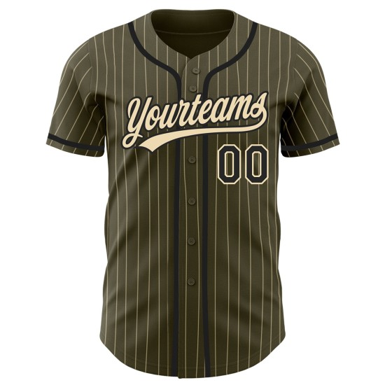 Maglia autentica personalizzata City Olive Service Baseball Crema Pinstripe Salute Nero Maglia autentica personalizzata City Olive Service Baseball Crema Pinstripe Salute Nero