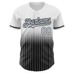 Maglia da baseball autentica, argento-nera, bianca, personalizzata, con righe sfumate Maglia da baseball autentica, argento-nera, bianca, personalizzata, con righe sfumate